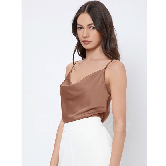 Glamorous Cowl Neck Spaghetti Straps Camisole Top - Picture 2 of 13